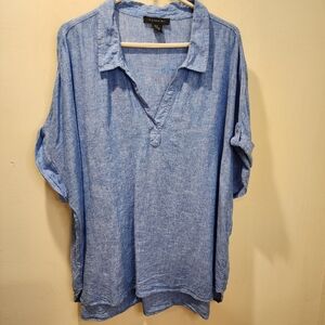TAHARI Casual  Blue Plus Size Top 3X